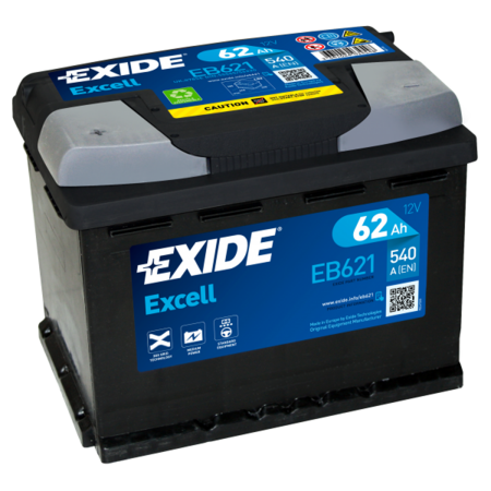 Batterie Exide Excell L2 12V 62Ah 540A 242x175x190 +G EB621