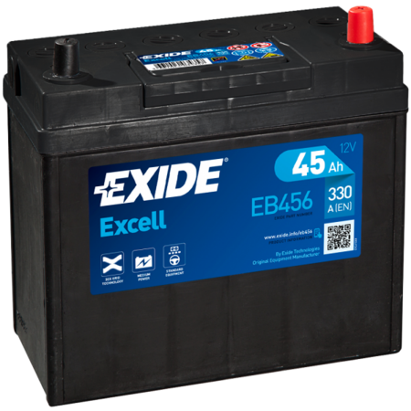 BATTERIE EXIDE EXCELL B24R 12V 45AH 330A +D EB456