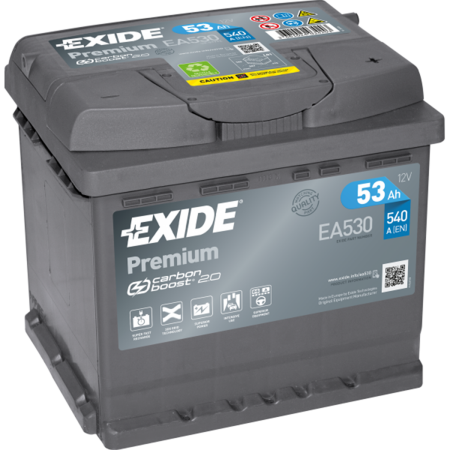 BATTERIE EXIDE PREMIUM L1 12V 53AH 540A +D EA530