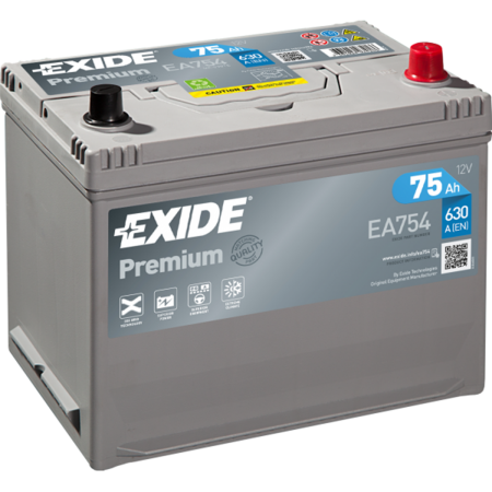 BATTERIE EXIDE PREMIUM D26 12V 75AH 630A +D EA754