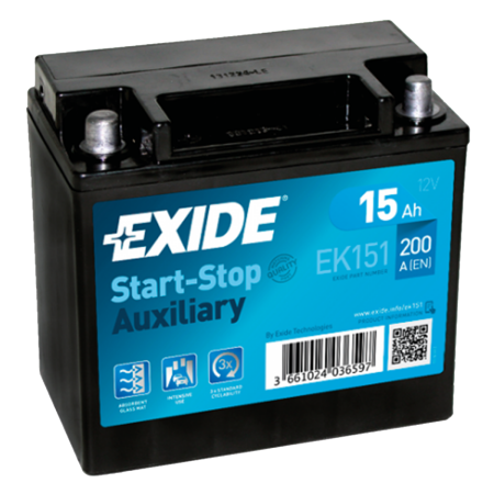 BATTERIE EXIDE AGM START AND STOP EK151 12V 15AH 200A EK151