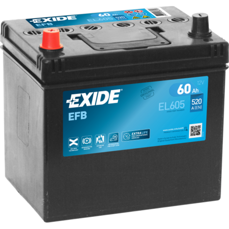 BATTERIE EXIDE EFB D23 12V 60AH 520A - EL605