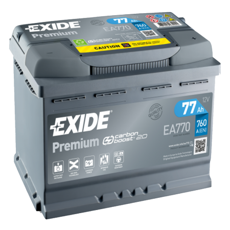 BATTERIE EXIDE PREMIUM L3 12V 77AH 760A +D EA770