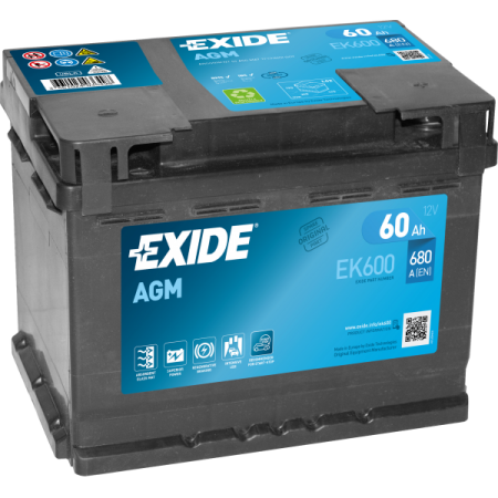 BATTERIE EXIDE AGM L2 12V 60AH 680A