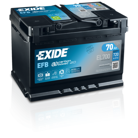 BATTERIE EXIDE EFB L3 12V 70AH 720A 278X175X190 +D EL700