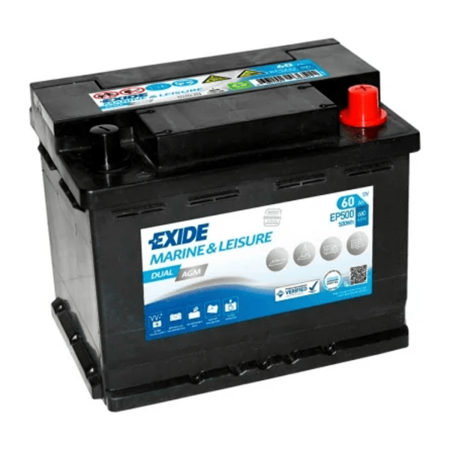 BATTERIE EXIDE AGM L02 12V 60AH 680A 242X175X190 +D EP500