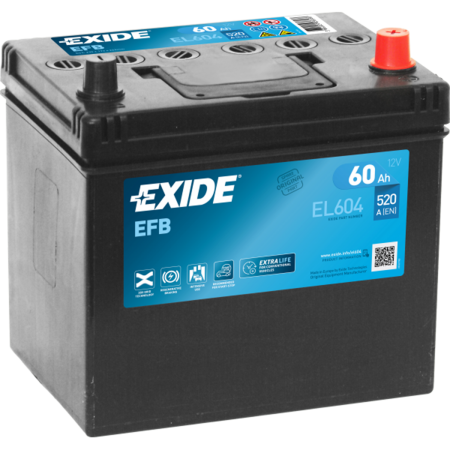 BATTERIE EXIDE EFB D23 12V 60AH 520A - EL604