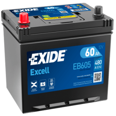 BATTERIE EXIDE EXCELL D23 12V 60AH 480A - EB605